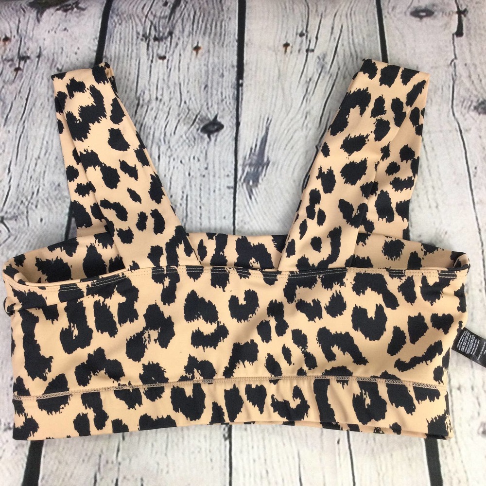 Allfenix Tan Animal Print Wide Strap Polyester Blend Sports Bra Women's Size L - Picture 9 of 14